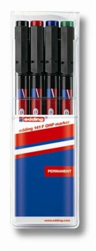 Alkoholos marker készlet, OHP, 0,6 mm, EDDING 141 F, 4 különböző szín (TED141W)