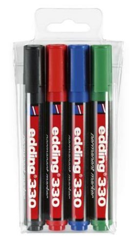 Alkoholos marker készlet, 1-5 mm, vágott, EDDING 330, 4 különböző szín (TED330W)