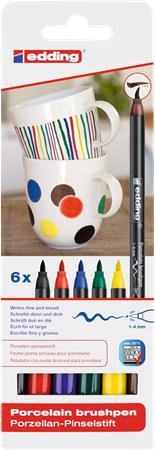 Ecsetirón készlet, porcelánra, EDDING 4200 Family color, 6 különböző szín (TED4200F)