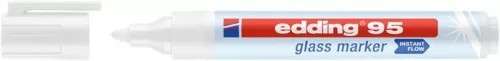 Üvegtábla marker, 1,5-3 mm, kúpos, EDDING, fehér (TED95F)