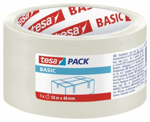 Csomagolószalag, 48 mm x 50 m, TESA Basic, átlátszó (TESCS58572)