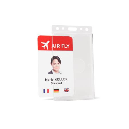 Azonosítókártya-tartó, műanyag, függőleges, 61x104 mm, DJOIS (TF11310)