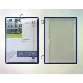   Prospektustartó fém tartófüllel, függő, A4, fekvő, DJOIS, kék (TF354101)
