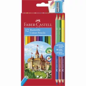   Színes ceruza készlet, hatszögletű, FABER-CASTELL, 12 különböző szín + 3 db bicolor ceruza (TFC110312)