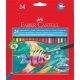 Akvarell ceruza készlet, hatszögletű, ecsettel, FABER-CASTELL, 24 különböző szín (TFC114425)