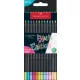 Színes ceruza készlet, háromszögletű, FABER-CASTELL Black Edition,  6-6 különböző neon és pasztell szín (TFC116410)