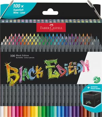 Színes ceruza készlet, háromszögletű, FABER-CASTELL Black Edition,  100 különböző szín (TFC116411)