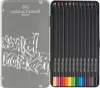Színes ceruza készlet, háromszögletű, fémdobozban, FABER-CASTELL Black Edition,  12 különböző szín (TFC116413)