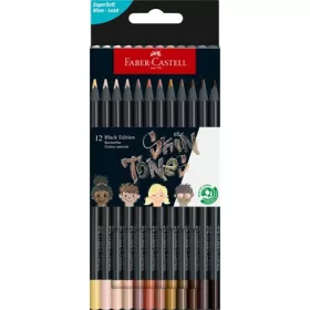   Színes ceruza készlet, háromszögletű, FABER-CASTELL Black Edition,  12 különböző bőrszín (TFC116414)