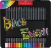 Színes ceruza készlet, háromszögletű, fémdobozban, FABER-CASTELL Black Edition,  24 különböző szín (TFC116425)