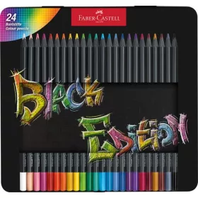   Színes ceruza készlet, háromszögletű, fémdobozban, FABER-CASTELL Black Edition,  24 különböző szín (TFC116425)