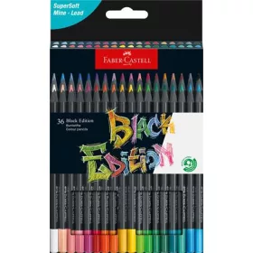   Színes ceruza készlet, háromszögletű, FABER-CASTELL Black Edition,  36 különböző szín (TFC116436)