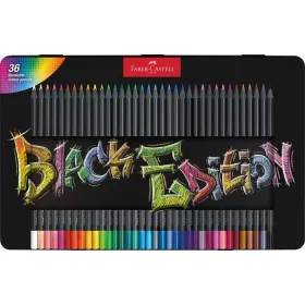   Színes ceruza készlet, háromszögletű, fémdobozban, FABER-CASTELL Black Edition,  36 különböző szín (TFC116437)