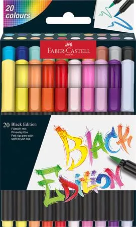 Ecsetirón készlet, FABER-CASTELL Black Edition, 20 különböző szín (TFC116452)