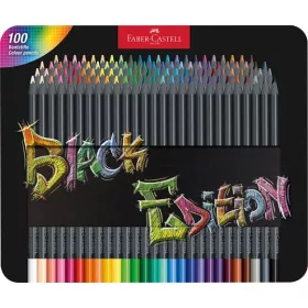   Színes ceruza készlet, háromszögletű, fémdobozban, FABER-CASTELL Black Edition, 100 különböző szín (TFC116490)