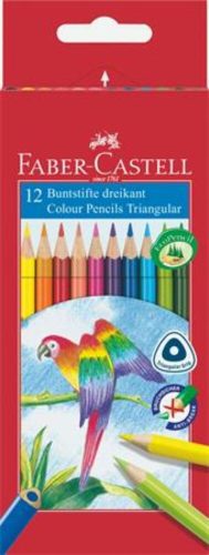 Színes ceruza készlet, háromszögletű, FABER-CASTELL Papagáj, 12 különböző szín (TFC116512)
