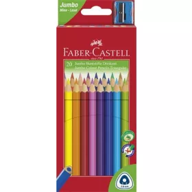   Színes ceruza készlet, háromszögletű, FABER-CASTELL Jumbo, 20 különböző szín (TFC116520)