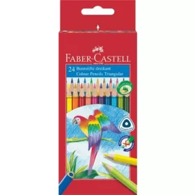   Színes ceruza készlet, háromszögletű, FABER-CASTELL Papagáj, 24 különböző szín (TFC116544)