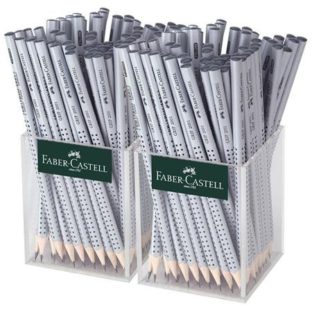 Grafitceruza display, HB, háromszögletű, FABER-CASTELL Grip 2001, ezüst (TFC117023)