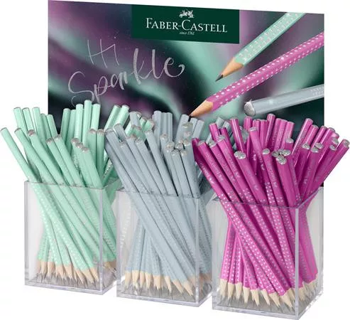 Grafitceruza display, B, háromszögletű, FABER-CASTELL Sparkle Aurora, vegyes színek (TFC118256)
