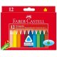 Zsírkréta, háromszögletű, FABER-CASTELL , 12 különböző szín (TFC120010)