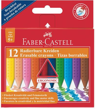 Zsírkréta, háromszögletű, FABER-CASTELL Grip, 12 különböző szín (TFC122520)