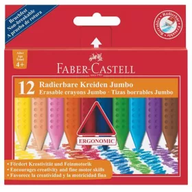   Zsírkréta, háromszögletű, FABER-CASTELL Jumbo Grip, 12 különböző szín (TFC122540)
