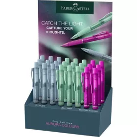   Golyóstoll display, 1 mm, XB, nyomógombos, FABER-CASTELL Poly Ball View Aurora, vegyes színek (TFC145758)