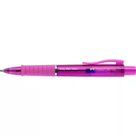   Golyóstoll, 1 mm, XB, nyomógombos, fukszia testszín, FABER-CASTELL Poly Ball View Aurora, kék (TFC145768)