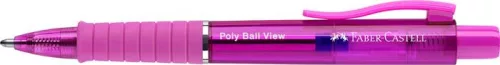 Golyóstoll, 1 mm, XB, nyomógombos, fukszia testszín, FABER-CASTELL Poly Ball View Aurora, kék (TFC145768)