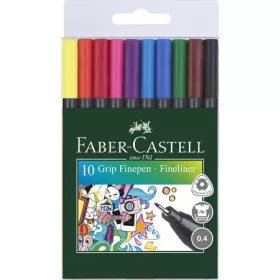   Tűfilc készlet, 0,4 mm, FABER-CASTELL Grip, 10 különböző szín (TFC151610)
