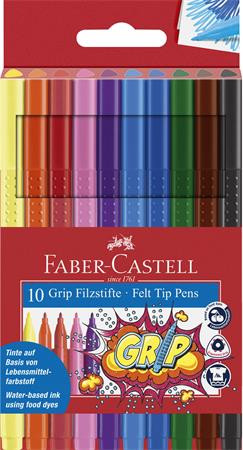Filctoll készlet, háromszögletű, FABER-CASTELL Grip, 10 különböző szín (TFC155310)