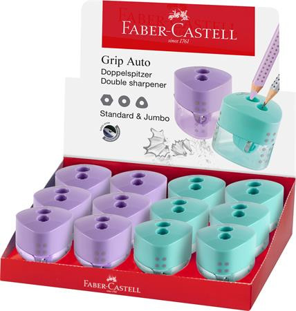 Hegyező display, kétlyukú, FABER-CASTELL, Grip Auto, vegyes pasztell színek (TFC183103)