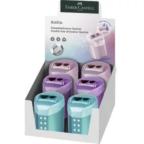   Hegyező, kétlyukú, tartályos, display, FABER-CASTELL RollOn Sparkle, metál színek (TFC183900)
