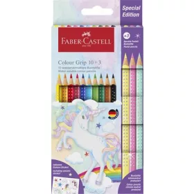   Színes ceruza készlet, háromszögletű, FABER-CASTELL Grip, 13 különböző szín, unikornis (TFC201542)