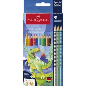   Színes ceruza készlet, háromszögletű, FABER-CASTELL Grip Dinoszaurusz 10+3 különböző szín (TFC201545)