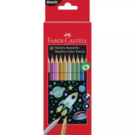   Színes ceruza készlet, hatszögletű, FABER-CASTELL, 10 különböző metál szín (TFC201583)