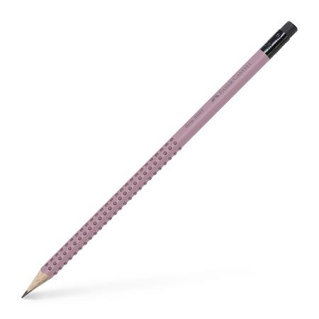 Grafitceruza, B, háromszögletű, radírral, FABER-CASTELL Grip 2001, rózsaszín (TFC217237)