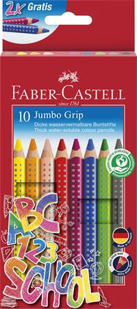 Színes ceruza készlet, háromszögeltű, vastag, FABER-CASTELL Grip, 10 különböző szín (TFC280922)
