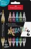 Dekormarker készlet, 1,0/3,0 mm, kétvégű, akril, FABER-CASTELL Shake&Paint, 6 különböző metál szín (TFC285517)