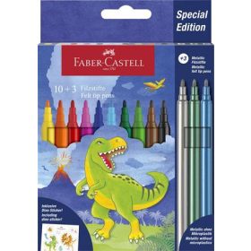   Filctoll készlet, FABER-CASTELL Dinoszaurusz 10 különböző szín + 3 metál (TFC554214)