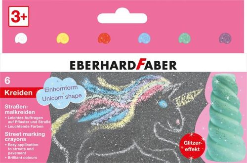 Aszfaltkréta készlet, EBERHARD FABER Unikornis, 6 csillámos szín (TFCE526560)