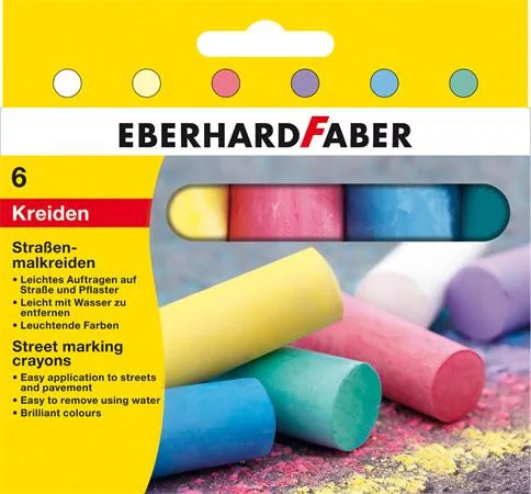 Aszfaltkréta, henger alakú, EBERHARD FABER, 6 különböző szín (TFCEF526506)