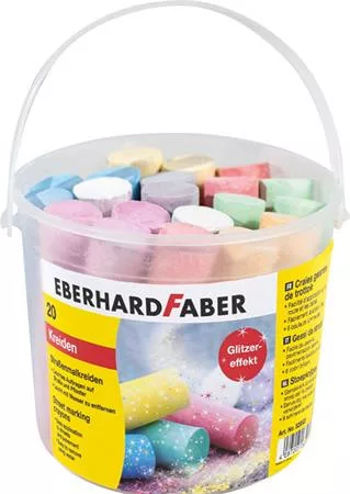Aszfaltkréta, 20 darabos,  EBERHARD FABER, 6 csillámos szín (TFCEF526520)