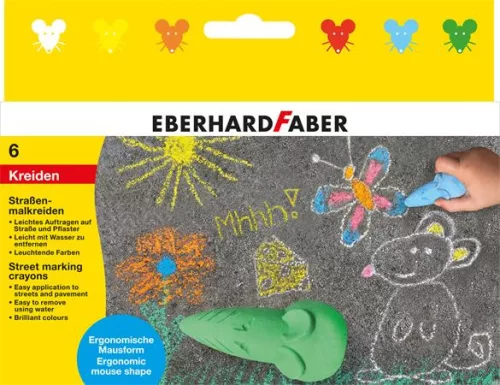 Aszfaltkréta, egér formájú, EBERHARD FABER, 6 különböző szín (TFCEF526561)
