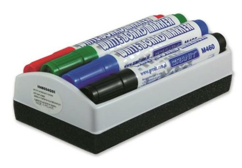Táblamarker készlet, 2-3 mm, kúpos, tolltartóval, GRANIT M460, 4 különböző szín + táblatörlő (TGM460W)