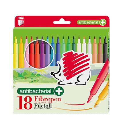Filctoll készlet, 1 mm, antibakteriális, ICO Süni 300, 18 különböző szín (TIC30018A)