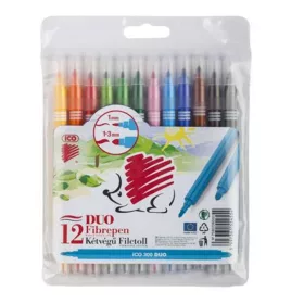   Filctoll készlet, 1/3 mm, kétvégű, ICO Süni 300 DUO, 12 különböző szín (TIC300D12)
