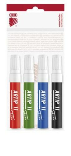 Flipchart marker készlet, 1-3 mm, kúpos, ICO Artip 11, 4 különböző szín (TICA11V4)