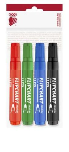 Flipchart marker készlet, 1-3 mm, kúpos, ICO Artip 11 XXL, 4 különböző szín (TICA11XV4)